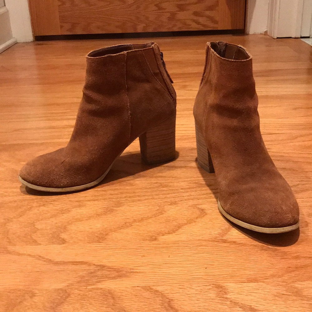 Brown suede booties